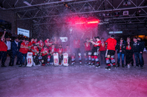 Oberliga Nord Meister 21/22: Saale Bulls. Meisterfeier. 13.03.2022